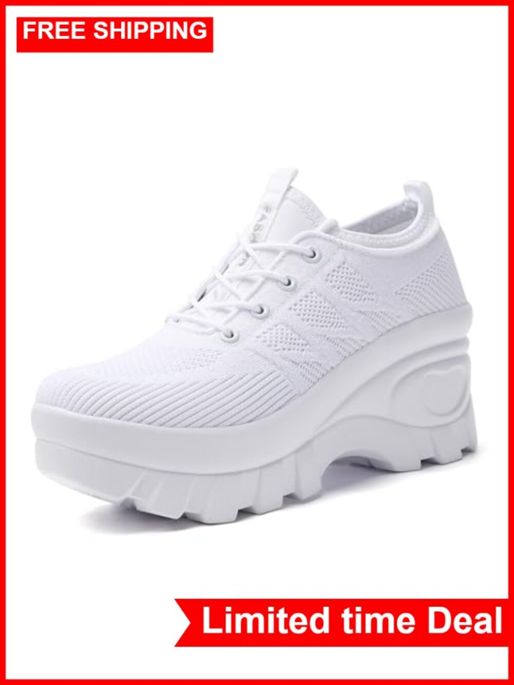 Chunky Platform Orthopedic Walking Shoes Knitted Lace Up Arch Support